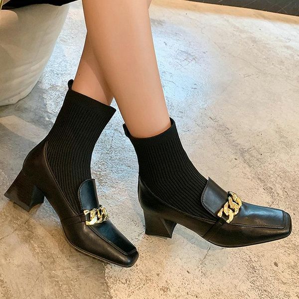 boots knitting women ankle autumn winter retro style square toe thick high heels genuine leather socks shoes woman, Black
boots knitting women ankle autumn winter retro style square toe thick high heels genuine leather socks shoes woman, Black
