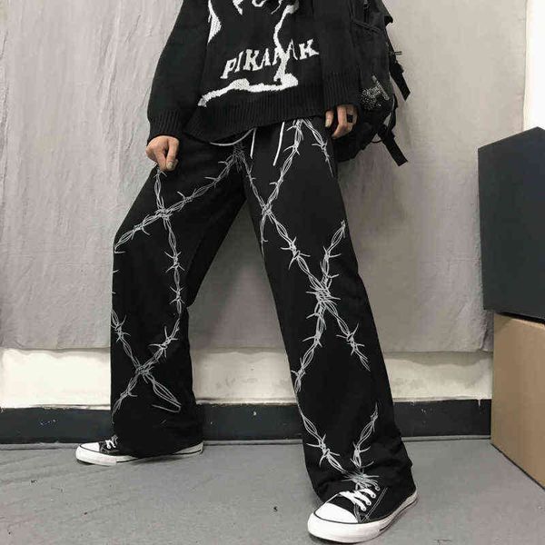 harajuku retro women pants thorns printed elastic waist loose wide leg fashion streetwear grunge dark casual 211124, Black;white
harajuku retro women pants thorns printed elastic waist loose wide leg fashion streetwear grunge dark casual 211124, Black;white