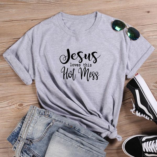 women's t-shirt jesus love this letter printed t shirt women summer short sleeve cotton tee femme loose o-neck tshirt top, White
women's t-shirt jesus love this letter printed t shirt women summer short sleeve cotton tee femme loose o-neck tshirt top, White