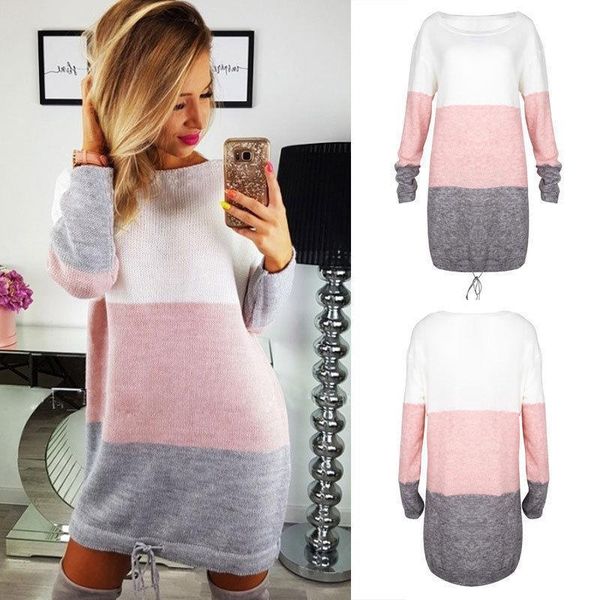 winter warm women dresses long sleeve knit cardigan dress loose casual patchwork sweater o neck mini clothing, Black;gray
winter warm women dresses long sleeve knit cardigan dress loose casual patchwork sweater o neck mini clothing, Black;gray