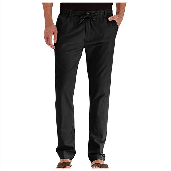 casual linen breathable loose sport women pant long solid color straight trouser work men g30, Black
casual linen breathable loose sport women pant long solid color straight trouser work men g30, Black