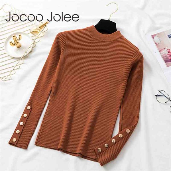 women casual solid long sleeve knitted sweater korean chic button pullover elasticity soft jumper winter thick 210416, White;black
women casual solid long sleeve knitted sweater korean chic button pullover elasticity soft jumper winter thick 210416, White;black