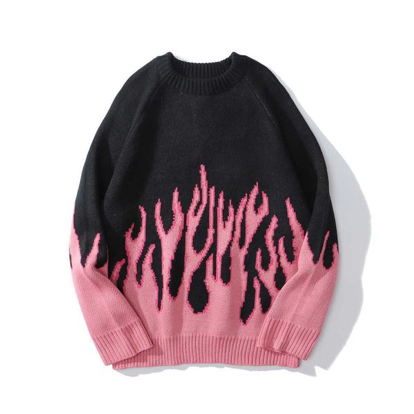 fashion sweater contrast flame jacquard t-shirt men's ins brand bf harajuku loose round neck pullover, White;black
fashion sweater contrast flame jacquard t-shirt men's ins brand bf harajuku loose round neck pullover, White;black