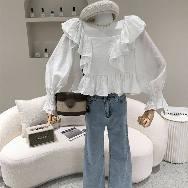 blouses spring summer 2021 fashion design of female open-felt niche return rents lotus leaf sleeve shirt, White
blouses spring summer 2021 fashion design of female open-felt niche return rents lotus leaf sleeve shirt, White