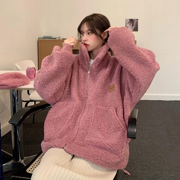 korean version of the retro thick pink faux lamb wool coat women's autumn and winter 2021 loose lazy cardigan jacket jackets, Black;brown
korean version of the retro thick pink faux lamb wool coat women's autumn and winter 2021 loose lazy cardigan jacket jackets, Black;brown