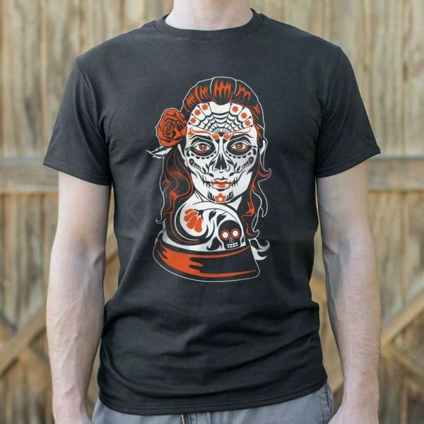 dia de los muertos t-shirt | short sleeve graphic tee, White;black