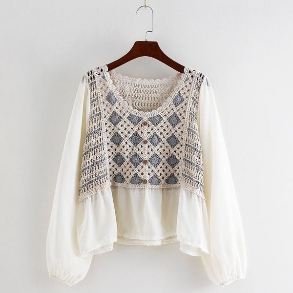 women's knits & tees 2021 spring summer cardigan french retro loose chiffon stitching crochet hollow knit sweater long-sleeve shirt wom, White
women's knits & tees 2021 spring summer cardigan french retro loose chiffon stitching crochet hollow knit sweater long-sleeve shirt wom, White