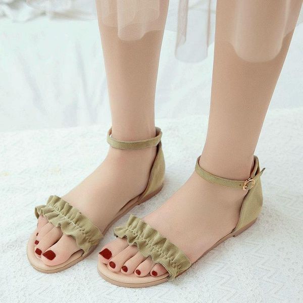 women ankle strap sandals open toe ruffles summer shoes casual flats ladies buckle size 33-43, Black
women ankle strap sandals open toe ruffles summer shoes casual flats ladies buckle size 33-43, Black