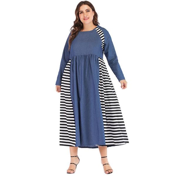 casual dresses loulan queen 2021 large plus size dress women's elegant women round collar stitching striped denim, Black;gray
casual dresses loulan queen 2021 large plus size dress women's elegant women round collar stitching striped denim, Black;gray