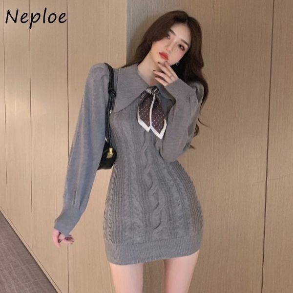 neploe vintage lace up bow design ribbon dress women turn down collar long sleeve knit sweater vestidos high waist hip slim robe 210423, Black;gray
neploe vintage lace up bow design ribbon dress women turn down collar long sleeve knit sweater vestidos high waist hip slim robe 210423, Black;gray
