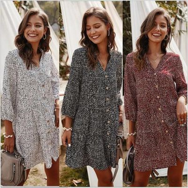 casual summer dress women single breasted dot print above knee mini v-neck three quarter sleeve dresses for womens, Black;gray
casual summer dress women single breasted dot print above knee mini v-neck three quarter sleeve dresses for womens, Black;gray