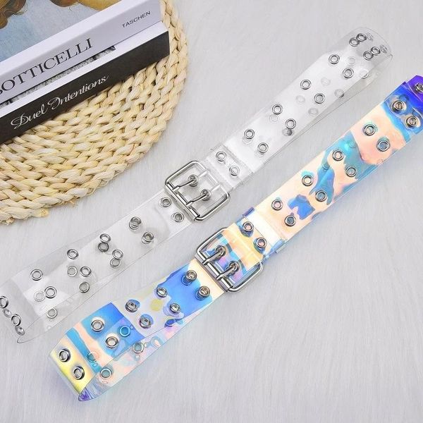 two row pvc clear belt for women fashion pin buckle female white waist trousers transparent belts ladies jeans grommet, Black;brown
two row pvc clear belt for women fashion pin buckle female white waist trousers transparent belts ladies jeans grommet, Black;brown