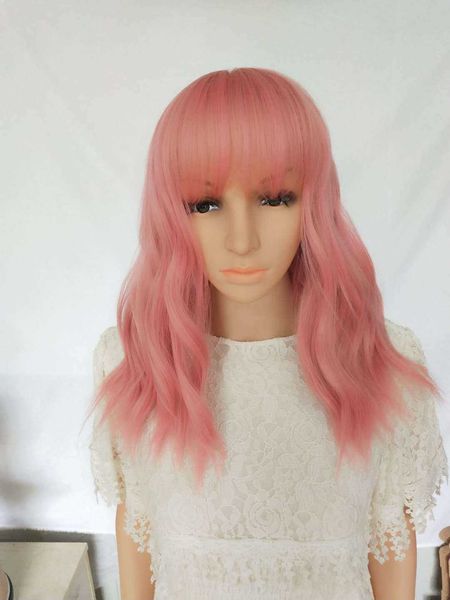 wig women's short curly hair pink rose net high temperature silk chemical fiber head cover international, Black
wig women's short curly hair pink rose net high temperature silk chemical fiber head cover international, Black