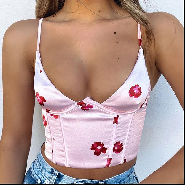 floral printed deep v neck womens camis glossy fabric underwear casual backless sleeveless women spaghetti strap corset crop top, White
floral printed deep v neck womens camis glossy fabric underwear casual backless sleeveless women spaghetti strap corset crop top, White