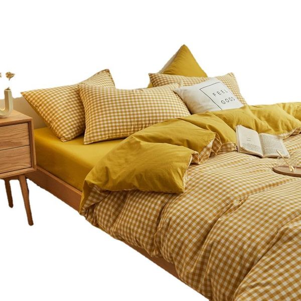 bedding sets set country style skin-friendly quilt cover sheet pillow case pure color plaid single double bed 4 pieces european
bedding sets set country style skin-friendly quilt cover sheet pillow case pure color plaid single double bed 4 pieces european