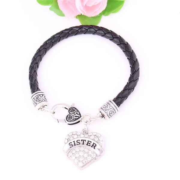 charm bracelets trendy bracelet leather chain sister written in heart pendant with crystals three length zinc alloy drop, Golden;silver
charm bracelets trendy bracelet leather chain sister written in heart pendant with crystals three length zinc alloy drop, Golden;silver