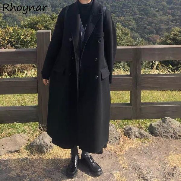 women's wool & blends women outerwear casual thicken solid basic turn down collar double breasted korean style temperament british ins, Black
women's wool & blends women outerwear casual thicken solid basic turn down collar double breasted korean style temperament british ins, Black