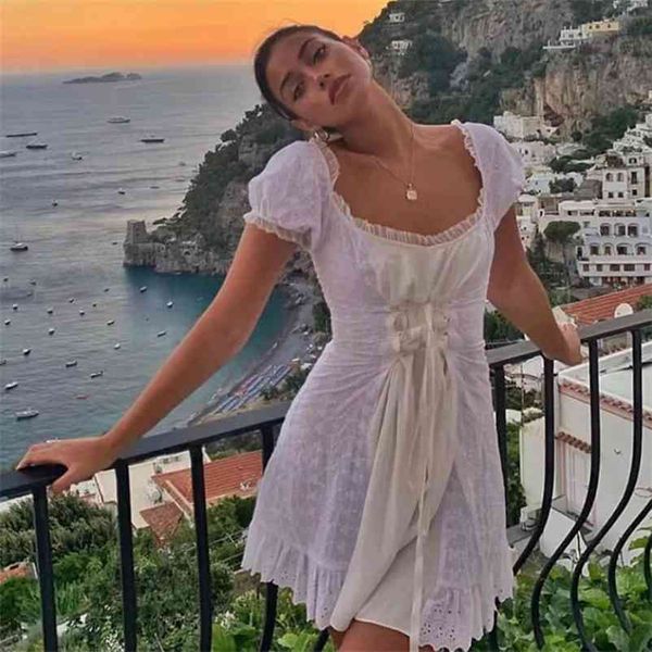 france lace ruffles puff sleeve women's dress embroidery up cross female dresses vintage white a-line lady vestidos 210524, Black;gray
france lace ruffles puff sleeve women's dress embroidery up cross female dresses vintage white a-line lady vestidos 210524, Black;gray