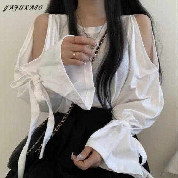women's t-shirt women t-shirts long flare sleeve bow lace-up solid off-shoulder female leisure trendy chic loose sweet all-match fashio, White
women's t-shirt women t-shirts long flare sleeve bow lace-up solid off-shoulder female leisure trendy chic loose sweet all-match fashio, White