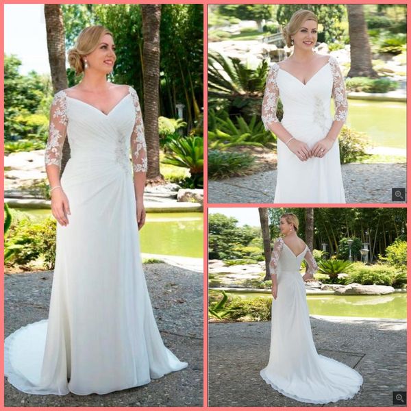 plus size wedding dress 2021 white chiffon pleats lace appliques beaded 3/4 sleeves elegant custom made boho bride dresses summer beach long
plus size wedding dress 2021 white chiffon pleats lace appliques beaded 3/4 sleeves elegant custom made boho bride dresses summer beach long