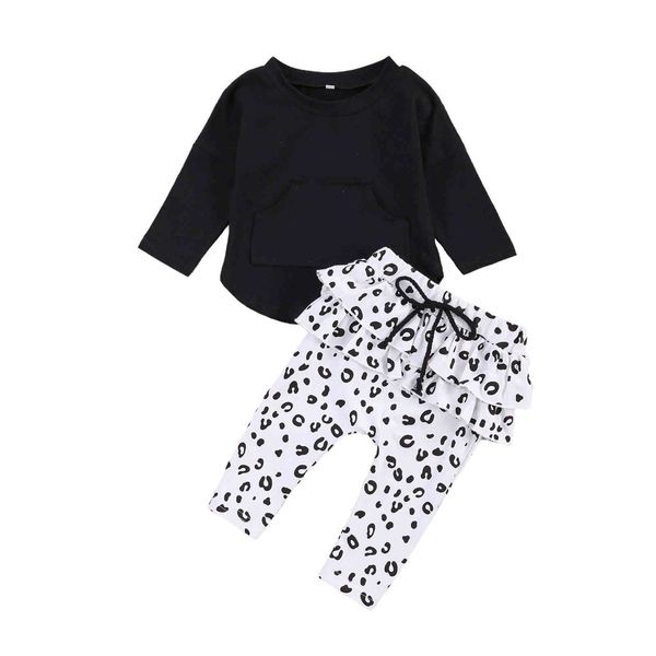 0-3y autumn winter toddler kid baby girls clothes set black pocket long sleeve ruffles leopard pants outfits 210515, White
0-3y autumn winter toddler kid baby girls clothes set black pocket long sleeve ruffles leopard pants outfits 210515, White