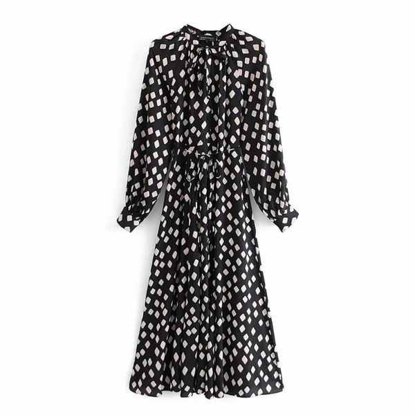 autumn winter women dress black printed long sleeves elegant fashion casual midi dresses for, Black;gray
autumn winter women dress black printed long sleeves elegant fashion casual midi dresses for, Black;gray