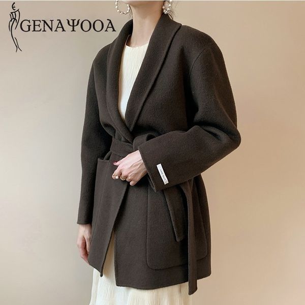 genayooa women winter coat wool elegant loose lace up black office ladies overcoat female korean chic 210417
genayooa women winter coat wool elegant loose lace up black office ladies overcoat female korean chic 210417