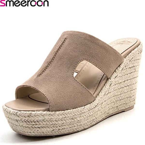 smeeroon 2021 suede leather peep toe women sandals shallow party wedding shoes solid color platform wedges, Black
smeeroon 2021 suede leather peep toe women sandals shallow party wedding shoes solid color platform wedges, Black