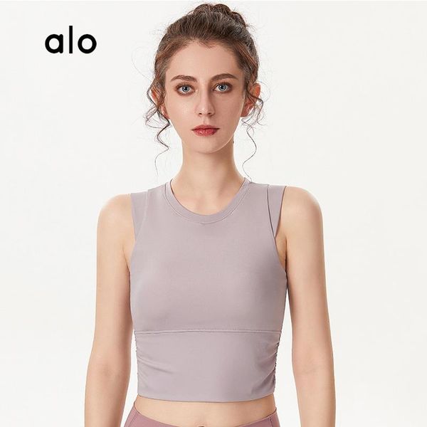 yoga outfit alo summer women's crop sleeveless shockproof sports running fitness vest