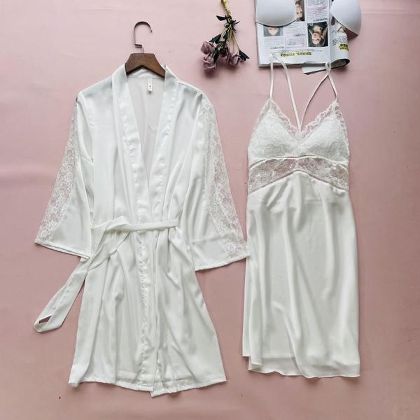 women's sleepwear two piece women bride bridesmaid wedding robe set lace perspective kimono bathrobe gown with chest pads lingerie, Black;red
women's sleepwear two piece women bride bridesmaid wedding robe set lace perspective kimono bathrobe gown with chest pads lingerie, Black;red