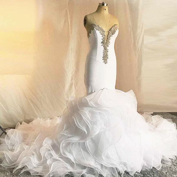 other wedding dresses rsw1674 heavy beading crystal plunging neckline organza puffy ruffle skirt white mermaid african dress
other wedding dresses rsw1674 heavy beading crystal plunging neckline organza puffy ruffle skirt white mermaid african dress