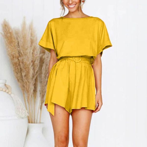 women's jumpsuits & rompers 2021 fadhion summer women jumpsuit round neck bat short sleeves waist loose solid color casual playsuits, Black;white
women's jumpsuits & rompers 2021 fadhion summer women jumpsuit round neck bat short sleeves waist loose solid color casual playsuits, Black;white
