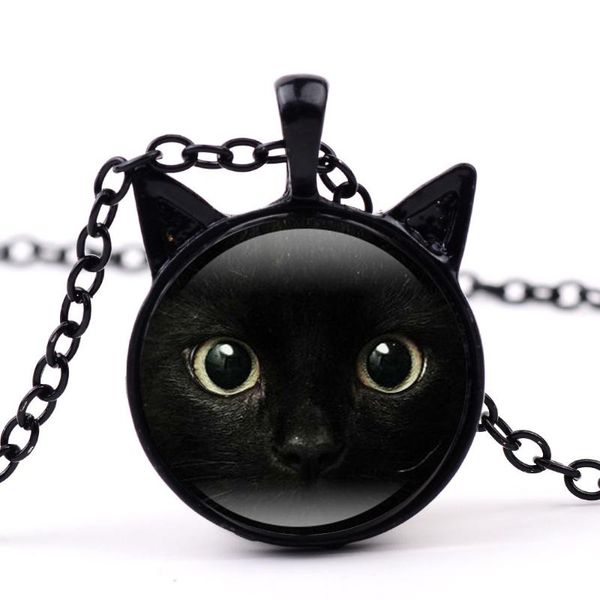 pendant necklaces for women painting black cat necklace pet lovers with two ears jewelry glass cabochon girl's gift, Silver
pendant necklaces for women painting black cat necklace pet lovers with two ears jewelry glass cabochon girl's gift, Silver