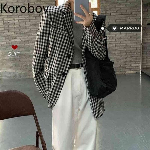 korobov korean chic vintage long sleeve turn-down collar blazers harajuku ulzzang plaid elegant blazer autumn coats 210430, White;black
korobov korean chic vintage long sleeve turn-down collar blazers harajuku ulzzang plaid elegant blazer autumn coats 210430, White;black