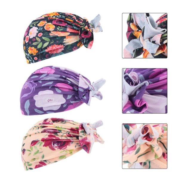 cycling caps & masks 3pcs printed bowknot kids turban hat practical portable, Black 
cycling caps & masks 3pcs printed bowknot kids turban hat practical portable, Black