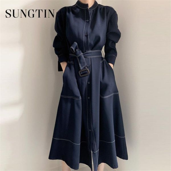 sungtin korean chic elegant sashes office lady dress women high waist loose with belt female spring casual vestidos mujer dresses, Black;gray
sungtin korean chic elegant sashes office lady dress women high waist loose with belt female spring casual vestidos mujer dresses, Black;gray