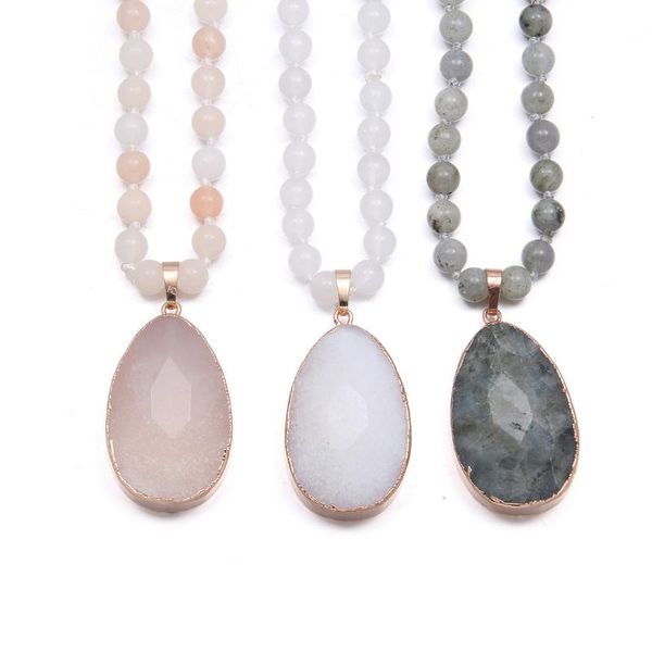 pendant necklaces 6mm round semi-precious stone + 23x40mm water drop pendant-length 90cm necklace beaded charm accessory jewelry, Silver
pendant necklaces 6mm round semi-precious stone + 23x40mm water drop pendant-length 90cm necklace beaded charm accessory jewelry, Silver