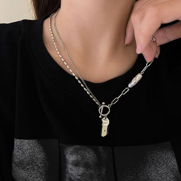 pendant necklaces minar minimalist asymmetric irregular pearls titanium steel necklace for women ot clasp coller choker gifts, Silver
pendant necklaces minar minimalist asymmetric irregular pearls titanium steel necklace for women ot clasp coller choker gifts, Silver