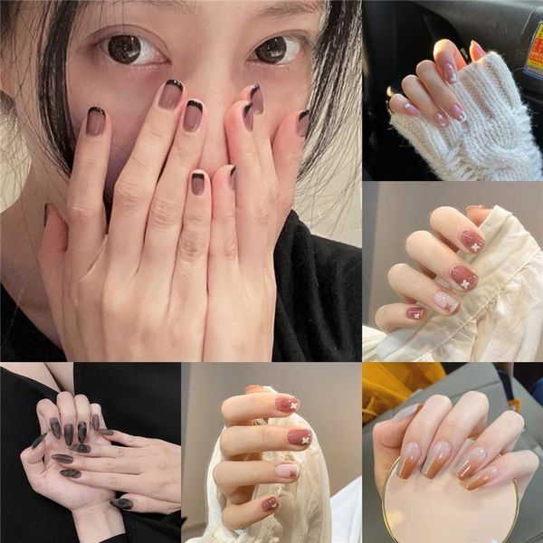 false nails 24pcs fake khaki nude marble pattern artificial nail tips for office home square short faux ongle glue sticker, Red;gold
false nails 24pcs fake khaki nude marble pattern artificial nail tips for office home square short faux ongle glue sticker, Red;gold