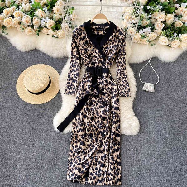 dresses retro leopard print women v neck long sleeve sashes slim es autumn fashion streetwear split midi, Black;gray
dresses retro leopard print women v neck long sleeve sashes slim es autumn fashion streetwear split midi, Black;gray