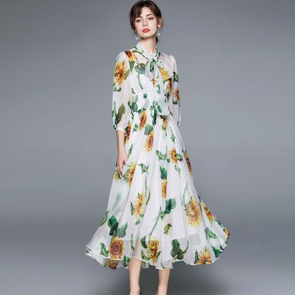casual dresses chiffon women summer fashion lacing scarf collar elastic waist sunflower print loose long gw89, Black;gray
casual dresses chiffon women summer fashion lacing scarf collar elastic waist sunflower print loose long gw89, Black;gray