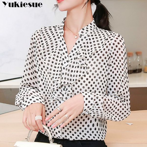 summer long sleeve dot ruffles women's shirt blouse for women blusas womens and blouses chiffon shirts plus size 210518, White
summer long sleeve dot ruffles women's shirt blouse for women blusas womens and blouses chiffon shirts plus size 210518, White