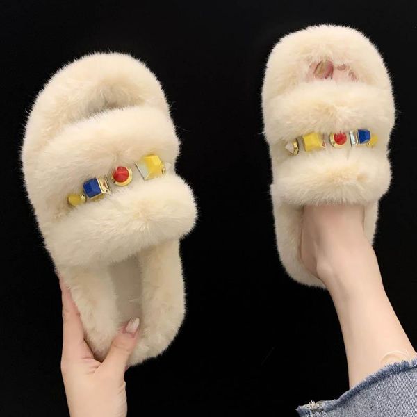 slippers 2021 multicolor rivets plush fur women cozy velvet pantufa shoes flip flops furry wedges slides plus size 35-42, Black
slippers 2021 multicolor rivets plush fur women cozy velvet pantufa shoes flip flops furry wedges slides plus size 35-42, Black