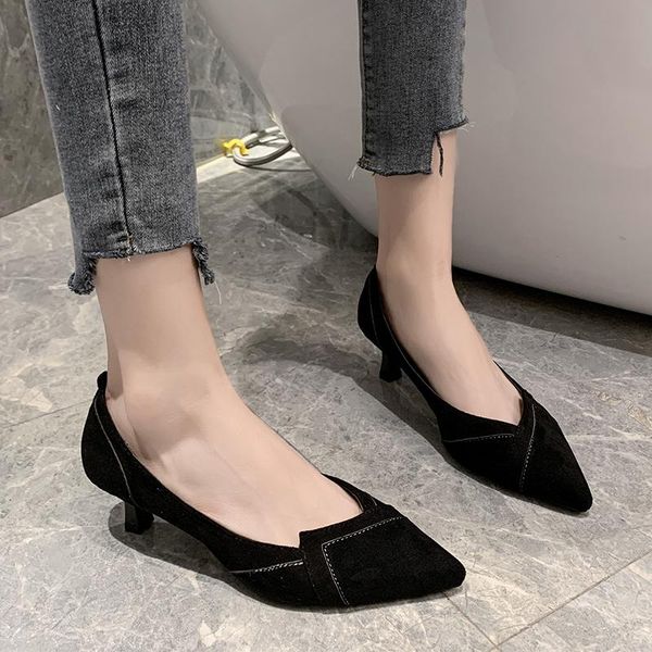 dress shoes 2021 fashion suede female personality office mature thin heels pointed spliced women's high fenty beauty w32-11, Black
dress shoes 2021 fashion suede female personality office mature thin heels pointed spliced women's high fenty beauty w32-11, Black