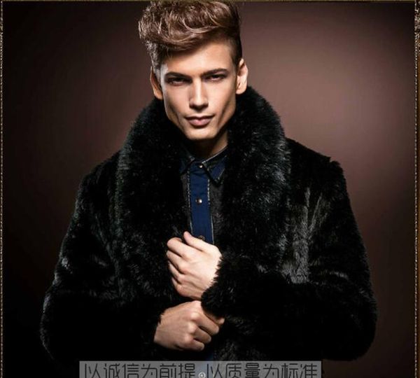 men's fur & faux imitation long slim coat male domineering personality warm tide winter, Black
men's fur & faux imitation long slim coat male domineering personality warm tide winter, Black