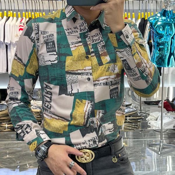 men's casual shirts luxury print long-sleeved men shirt social club outfits camisa masculina italy business formal dress slim party, White;black
men's casual shirts luxury print long-sleeved men shirt social club outfits camisa masculina italy business formal dress slim party, White;black