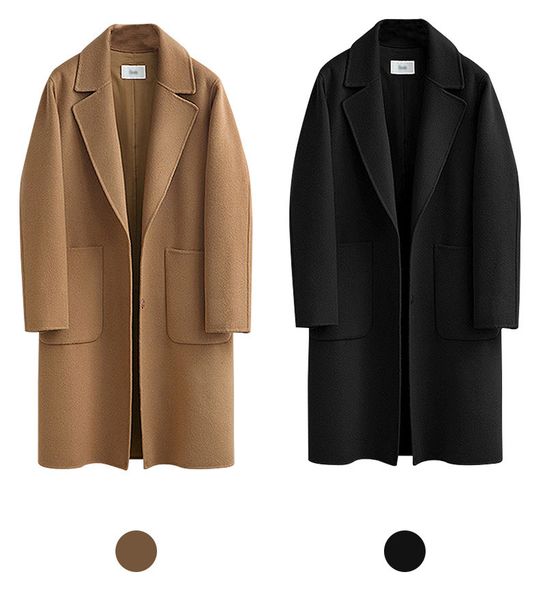 women's trench coats 2021 autumn/female winter big color pure wool medium-loose coat, Tan;black
women's trench coats 2021 autumn/female winter big color pure wool medium-loose coat, Tan;black