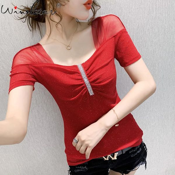 summer european style t-shirt fashion shiny diamonds drape women patchwork mesh bottoming shirt slim tees 2021 t14412a women's, White
summer european style t-shirt fashion shiny diamonds drape women patchwork mesh bottoming shirt slim tees 2021 t14412a women's, White