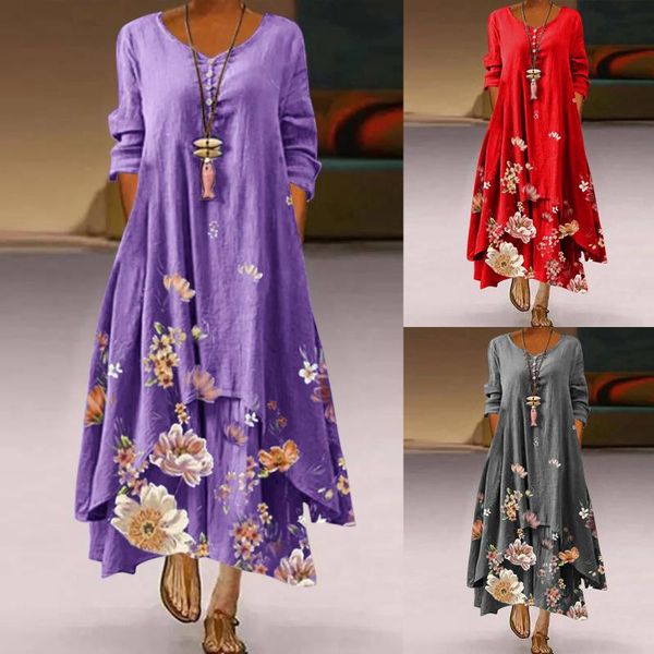 casual dresses women floral print o-neck long sleeve irregular loose dress comfy fashion drop, Black;gray
casual dresses women floral print o-neck long sleeve irregular loose dress comfy fashion drop, Black;gray