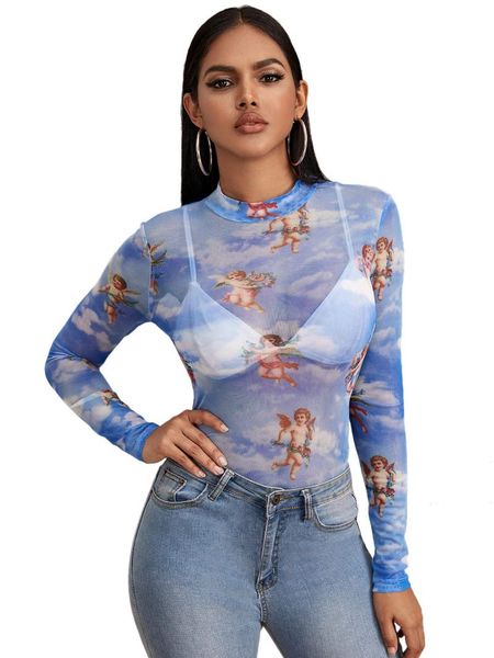 women's t-shirt fashion women ladies summer autumn casual long sleeve mesh angle pattern t-shirts see-through turtleneck black blue, White
women's t-shirt fashion women ladies summer autumn casual long sleeve mesh angle pattern t-shirts see-through turtleneck black blue, White